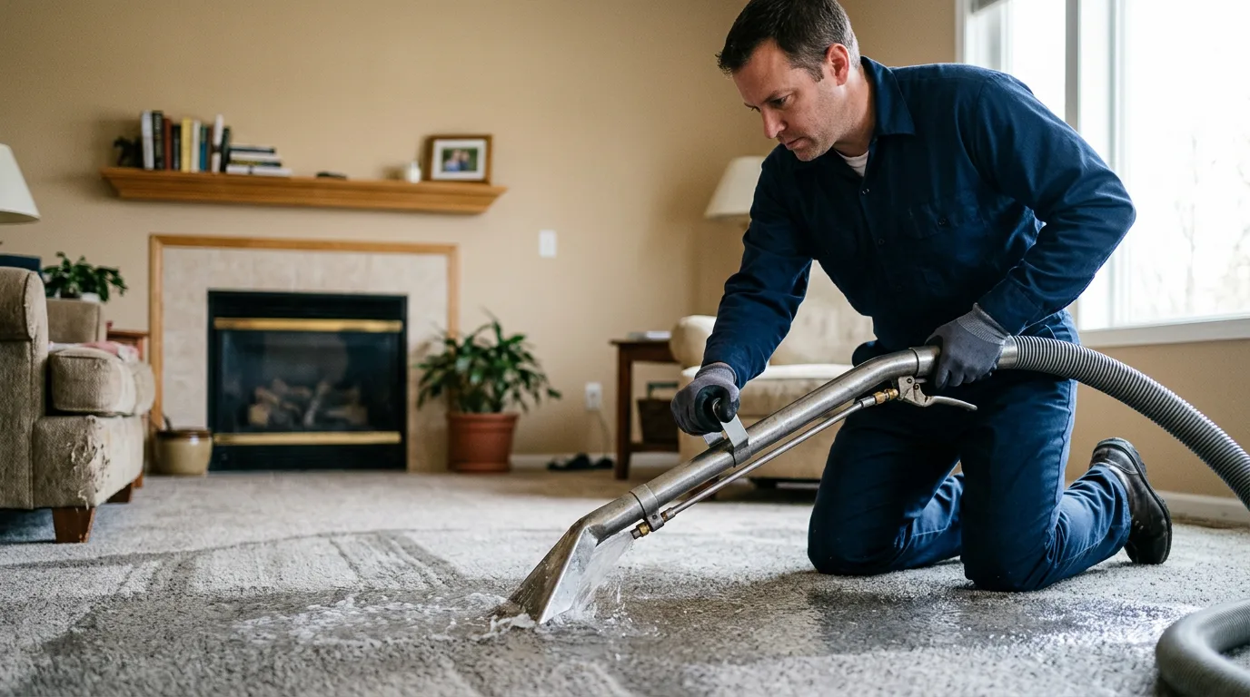 Water damage restoration technician working near Stanley, WI